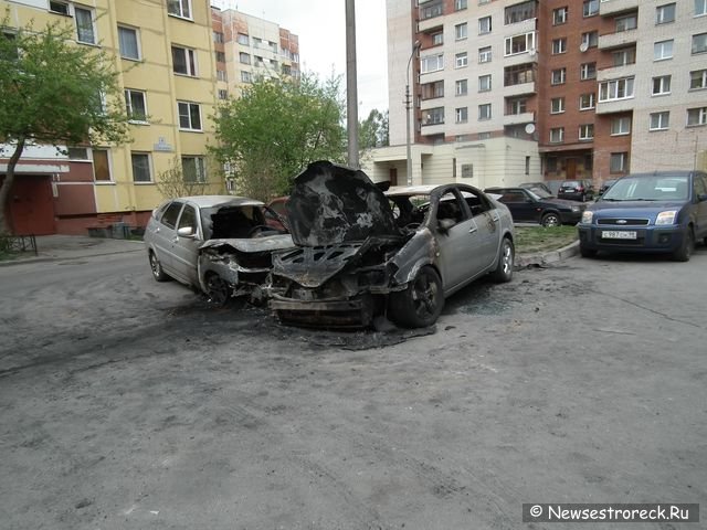 В Сестрорецке сгорели сразу три автомобиля