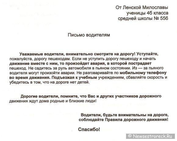 В Сестрорецке прошла акция «Письмо к водителю!»