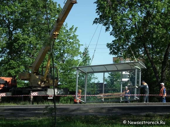 На вокзале поставили новую автобусную остановку