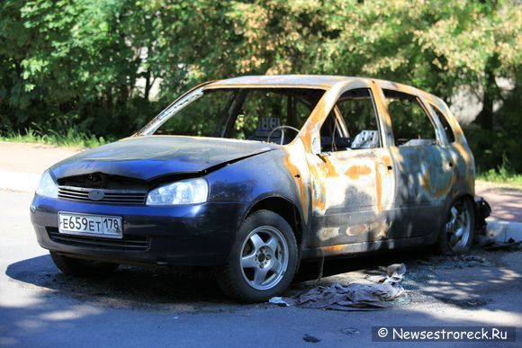 В Сестрорецке в сгоревшем автомобиле нашли труп пенсионера
